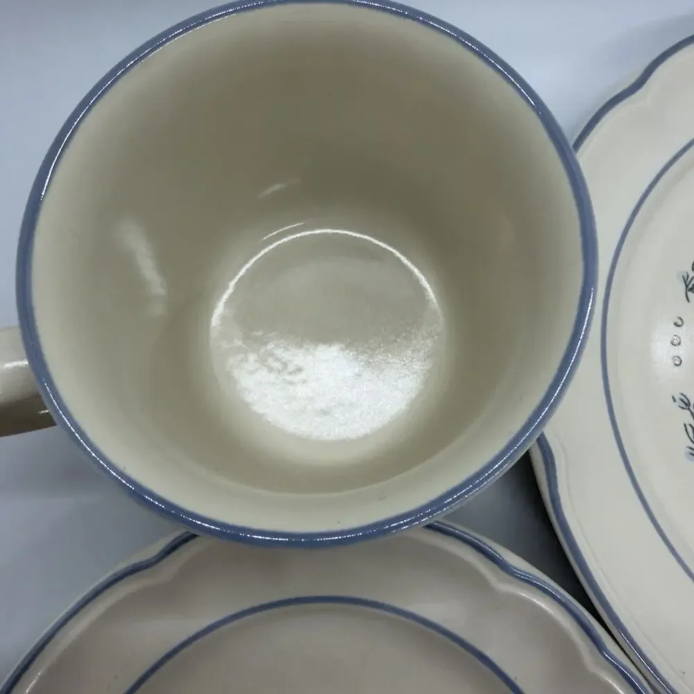 Cordella Collection Bluet Stoneware Coffee Cup Mug Saucer Salad Plate 3Pc Set